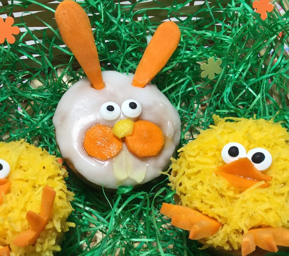 Karottenmuffins mit Birkenzucker, Hasenmuffins, Kükenmuffins, Ostermuffins, zuckerfrei, ohne Zucker