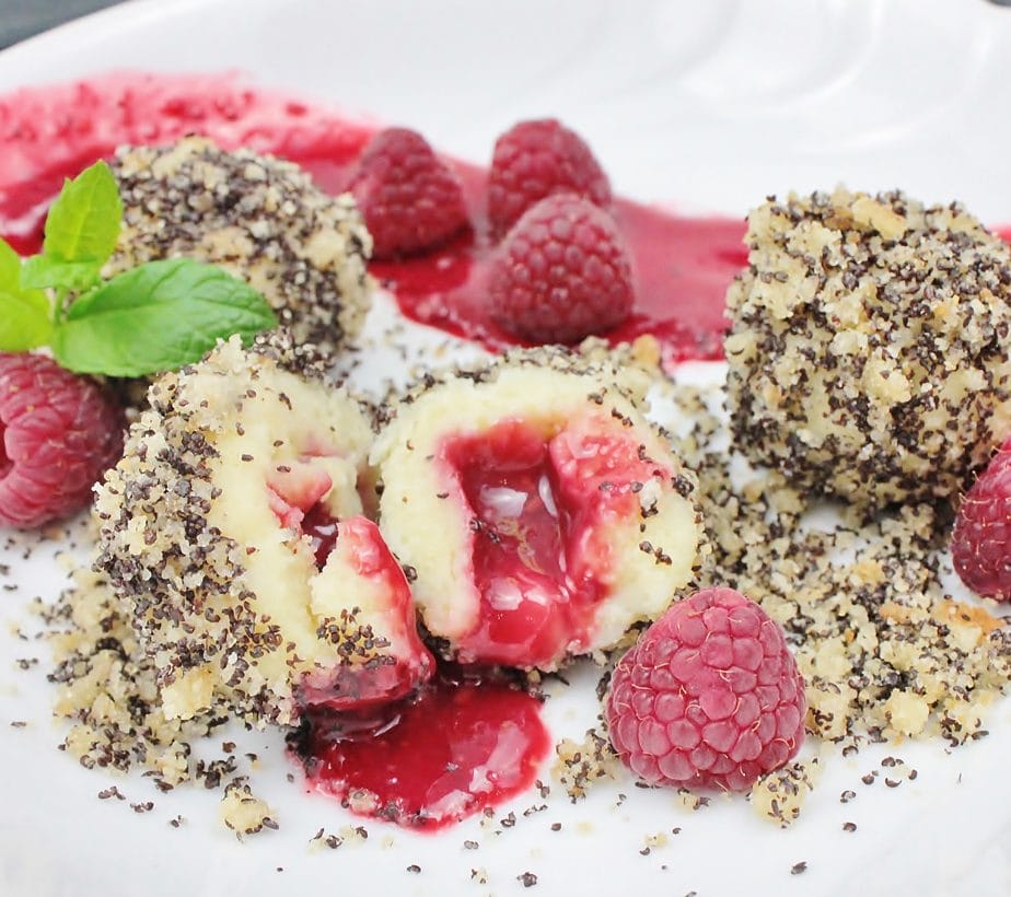 Rezept Himbeerknödel mit Mohnbrösel zuckerfrei