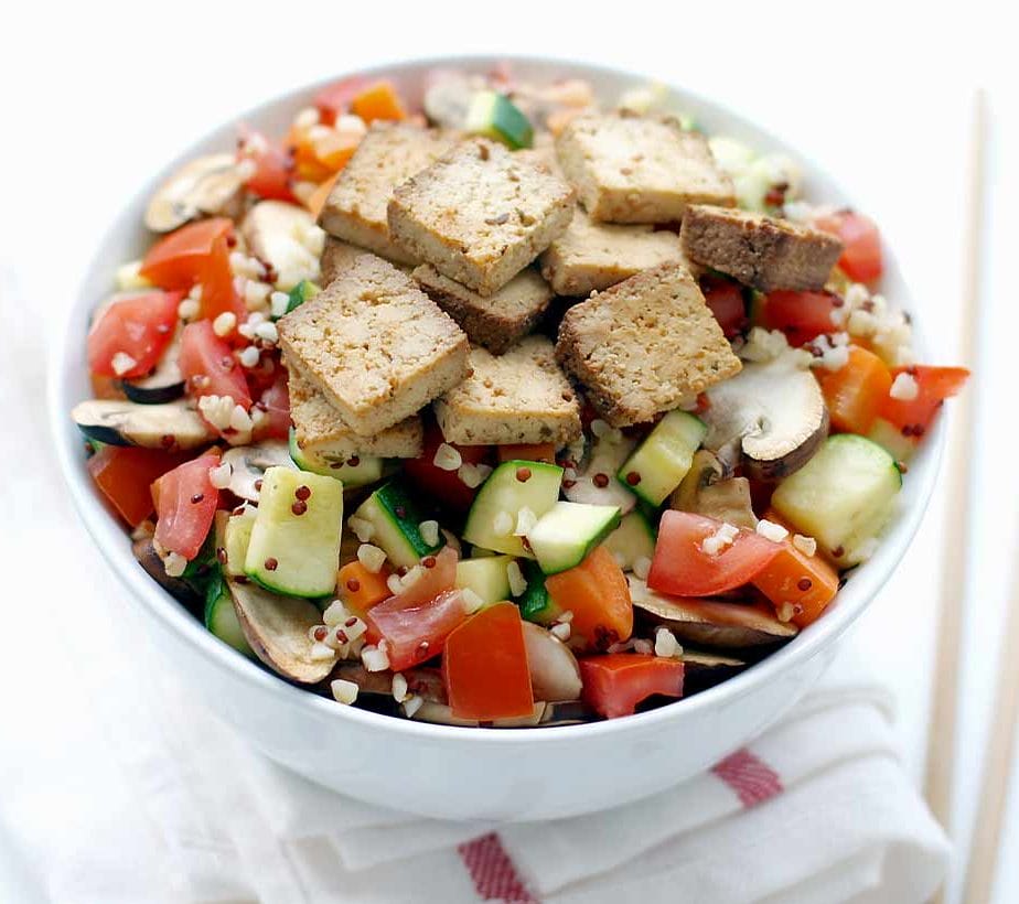 Rezept Tofu süß sauer Quinoa Bulgur Salat ohne Zucker