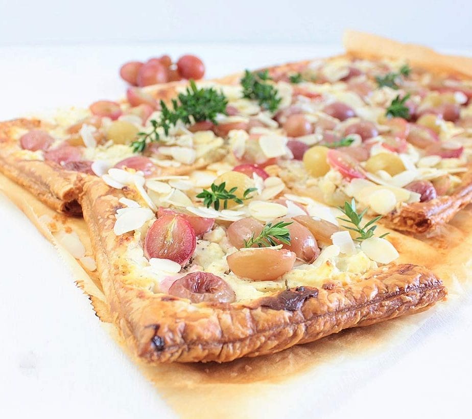 Pikante Tarte, Tarte mit Trauben, Fetatarte, zuckerfrei, ohne Zucker