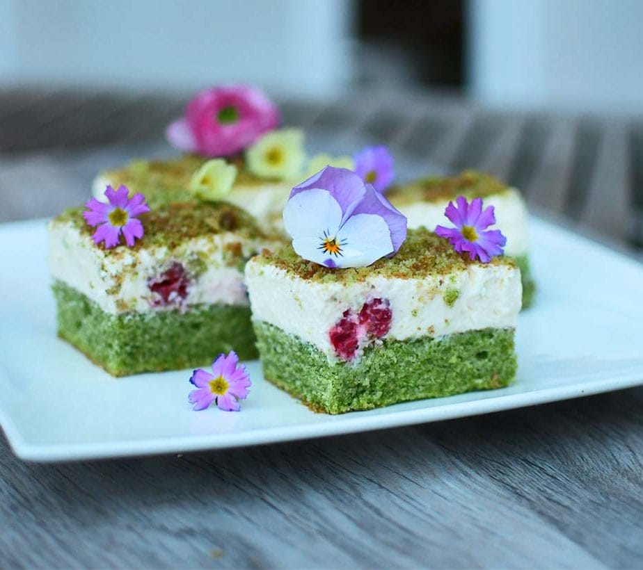 Spinatkuchen, Matchacake, Grüner Kuchen, Green Cake, zuckerfrei