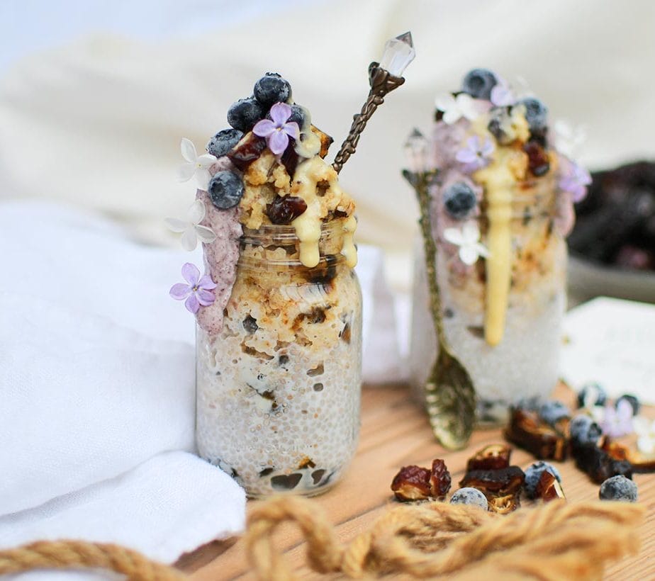 Dattelbrei, Zuckerfreier Porridge, Dattel Haferbrei, Datel Chia Pudding, Dattelfrühstück, Dattelspeise, zuckerfrei, ohne Zucker