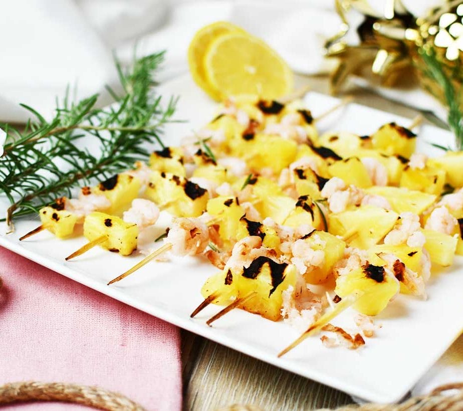 Shrimpsspieße, Ananas-Garnelen Spieße, Garnelen-Ananas Spieße