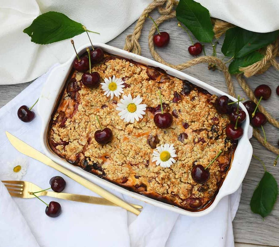 Kirsch Crumble, Kirschen Crumble, Kirschkuchen, Streuselkuchen mit Kirschen, Kirsch Streuselkuchen, Kirschen Streuselkuchen