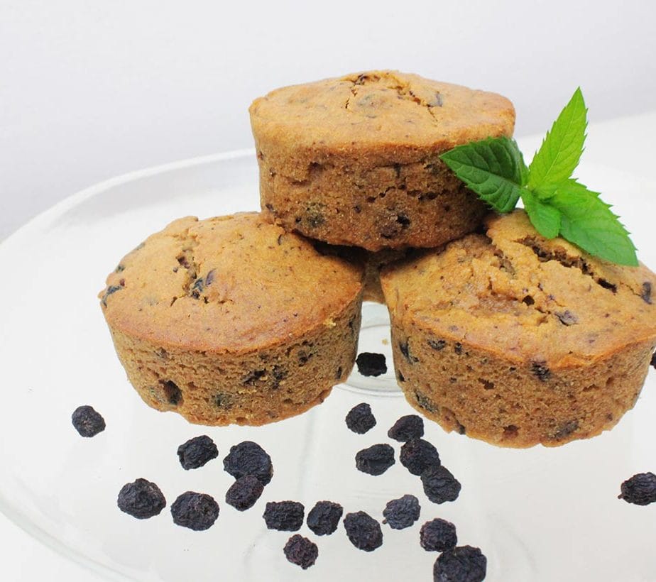 Superfood Küchlein, Aroniabeeren Muffins, Maca Muffins, Dinkelvollkorn Muffins