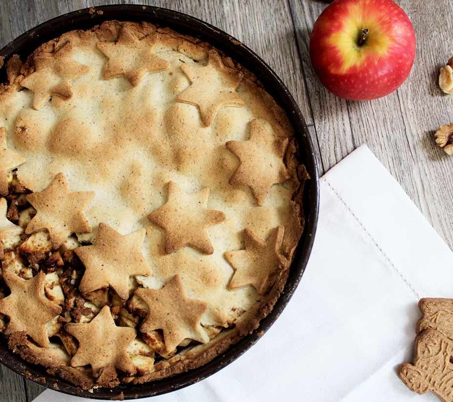 Spekulatius Torte, Apfeltorte mit Spekulatius, gedeckte Apfel-Spekulatius Torte
