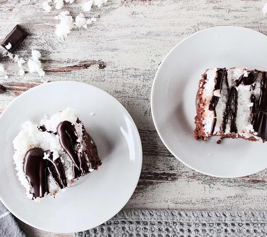 Schoko Schnitte mit Kokos, Schoko Kokosschnitte, Kokos Schnitte mit Schoko