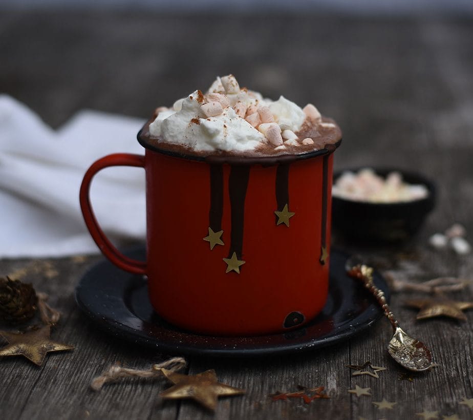 Heiße Schokolade zuckerfrei, Heiße Schokolade mit Xylit, Heiße Schokolade weihnachtlich, Warmer Kakao mit Xylit, Heiße Schokolade mit Toppings