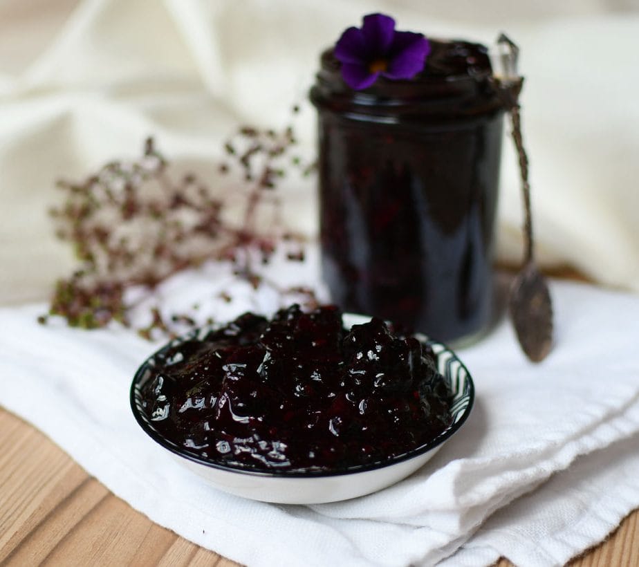 Schwarze Hollunder Marmelade, Schwarze Hollunder Marmelade ohne Zucker, Hollunder Marmelade, Hollunder Gelee ohne Zucker, Hollunder Marmelade mit Birkenzucker