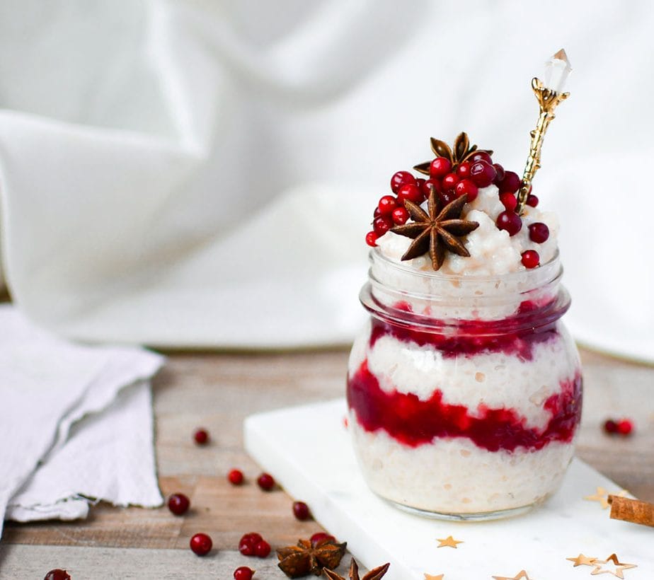 Zuckerfreier Milchreis, Milchreis zuckerfrei, Milchreis mit Cranberries, Weihnachtlicher Milchreis, Milchreis Weihnachten