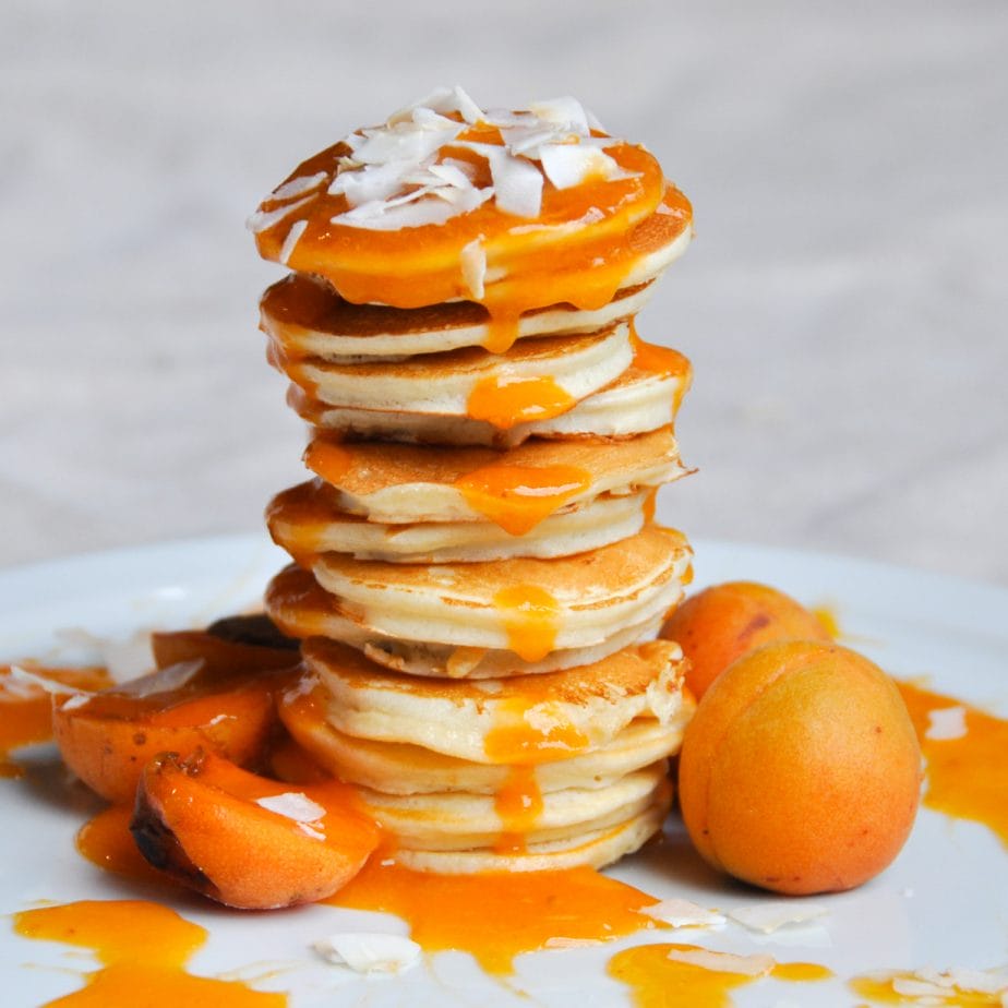 Quark Pancakes mit Aprikosen, bananen pancakes, Pancakes, Protein Pancakes
