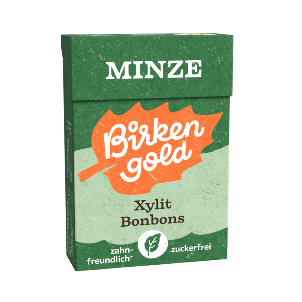 Birkengold Bonbons Minze 30 g Verpackung Perspektive