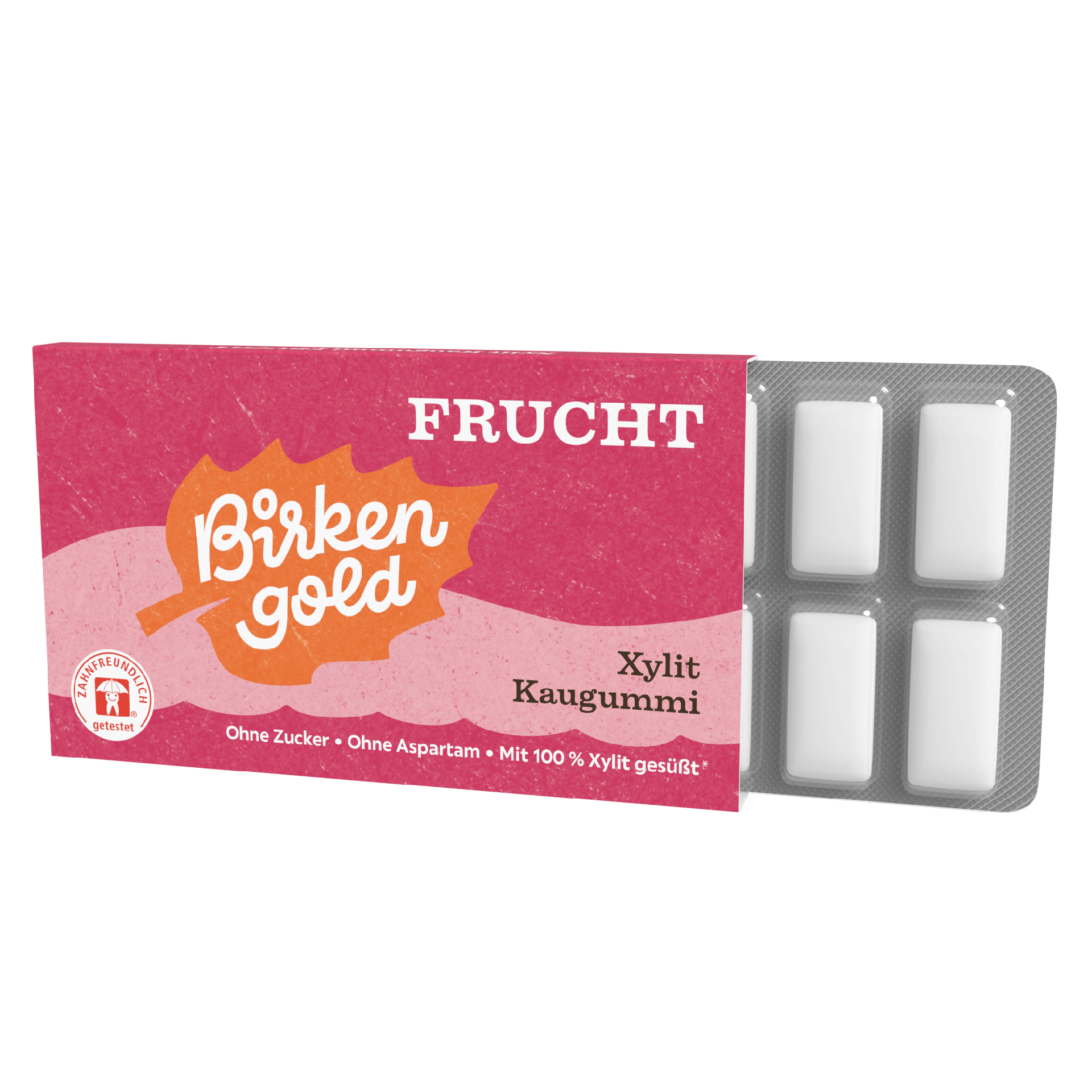 Birkengold Xylit Zahnpflege Kaugummi Frucht 12 Stück im Blister Perspektive