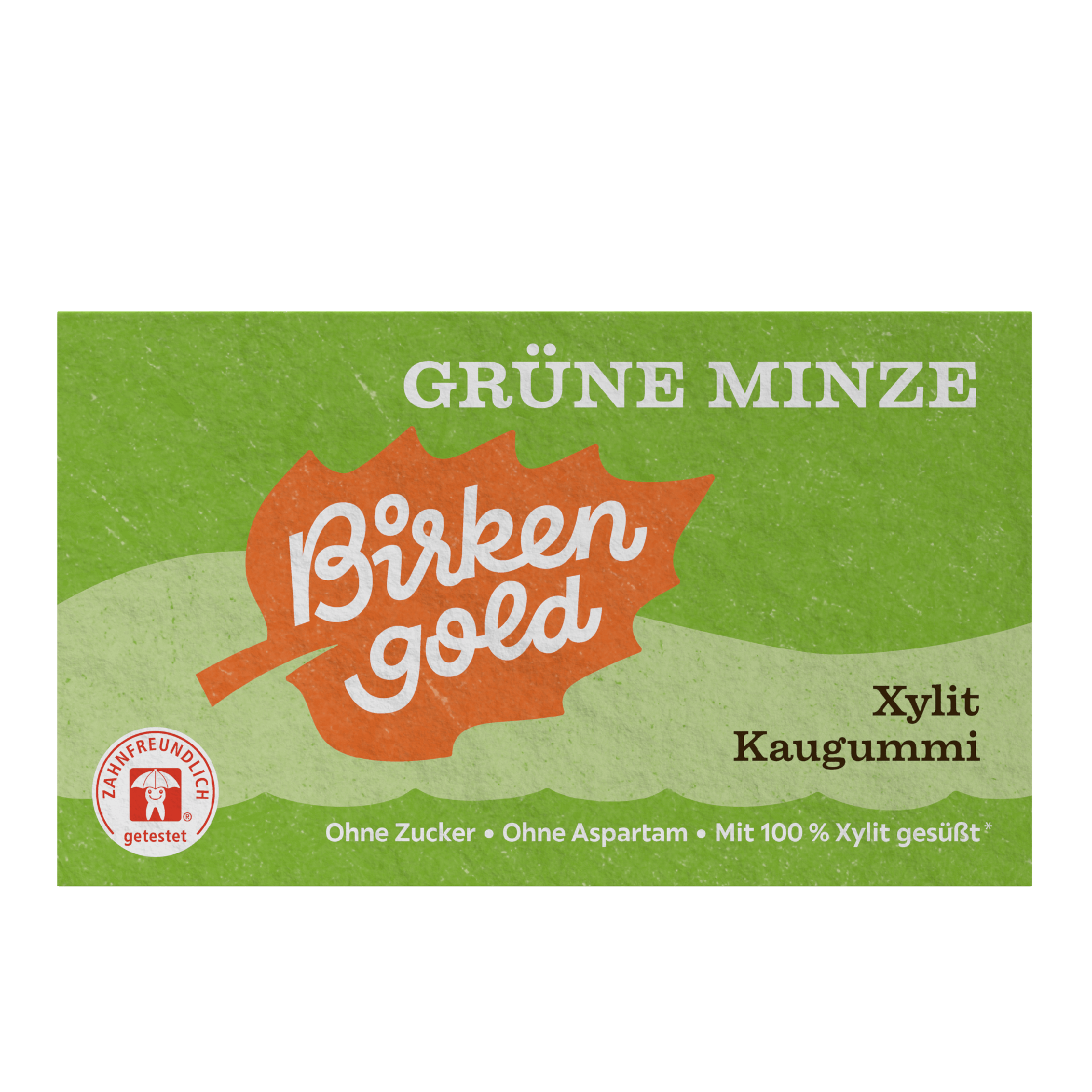 Birkengold Xylit Zahnpflege Kaugummi Grüne Minze 12 Stück Sleeve Vorderseite
