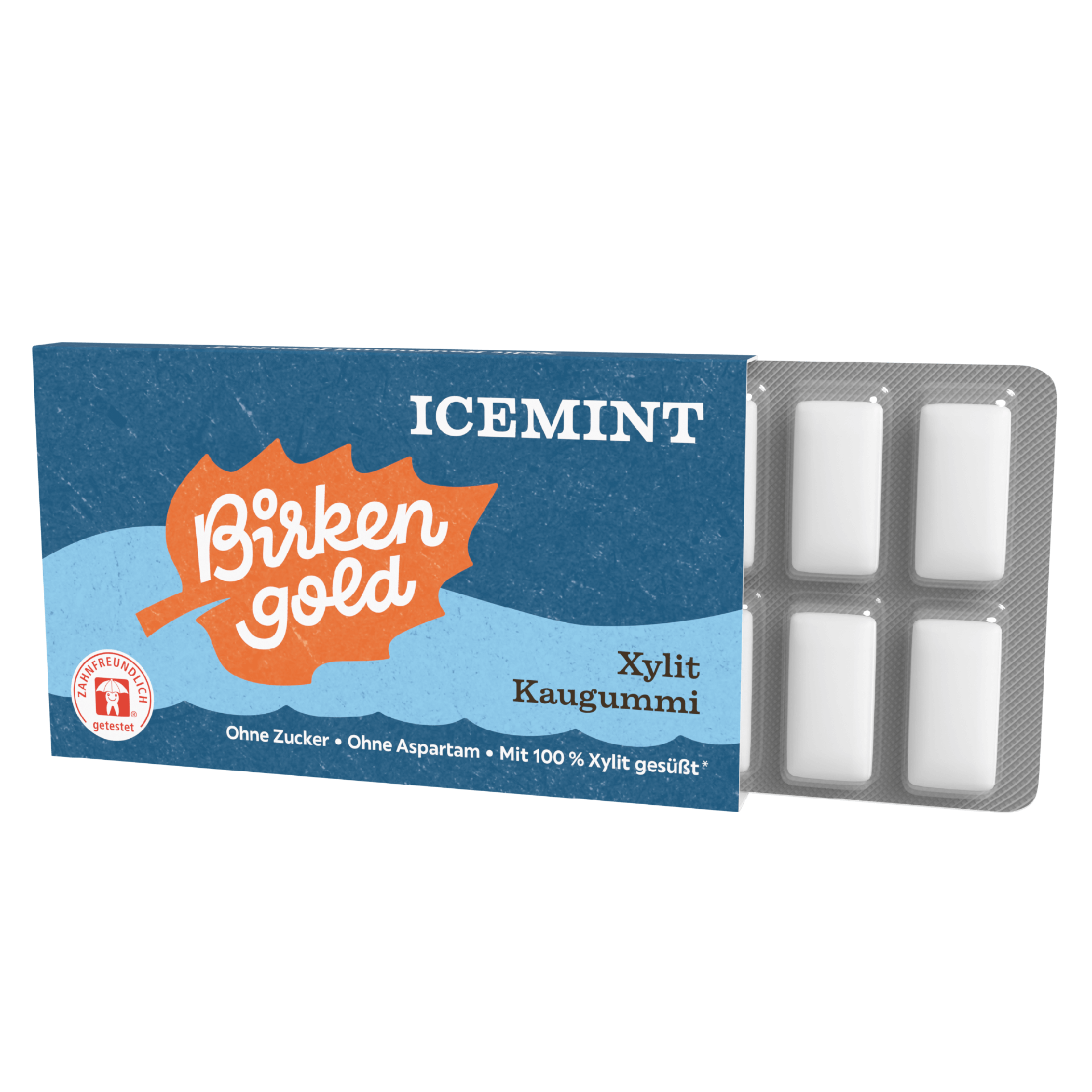 Birkengold Xylit Zahnpflege Kaugummi Icemint 12 Stück im Blister Perspektive