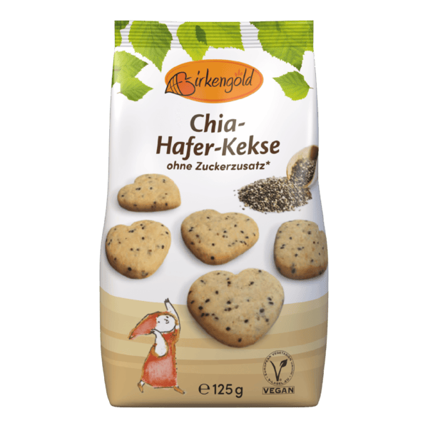 Birkengold Chia Hafer Kekse 125 g Beutel Vorderseite