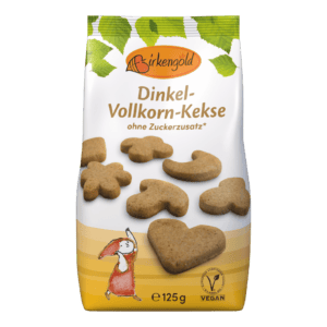 Birkengold Dinkel-Vollkorn-Kekse im 125 g Beutel Vorderseite