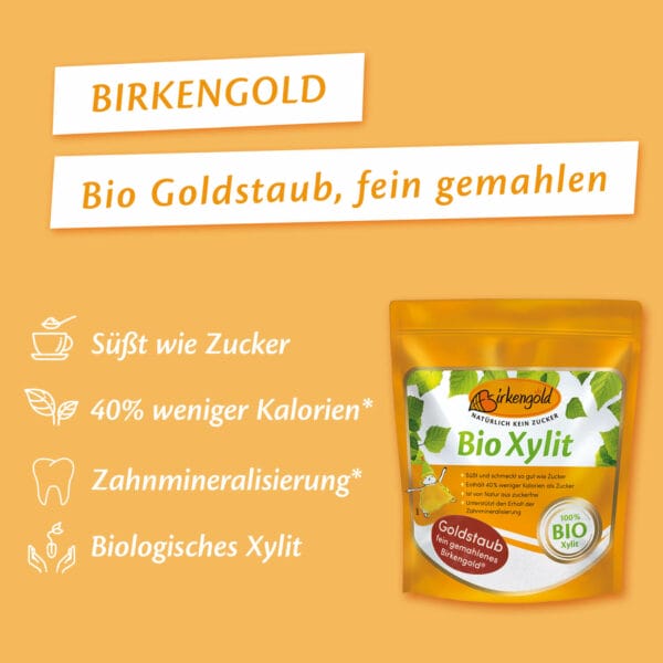 Birkengold Goldstaub Xylit gemahlen 350 g Infografik