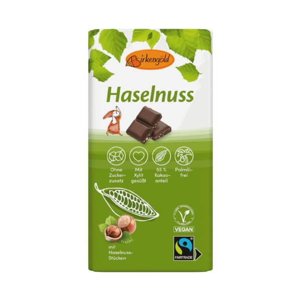 Birkengold Haselnuss Schokolade 100 g Vorderseite