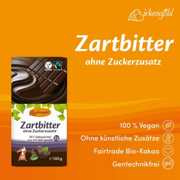 Birkengold Zartbitter Schokolade 100 g Infografik