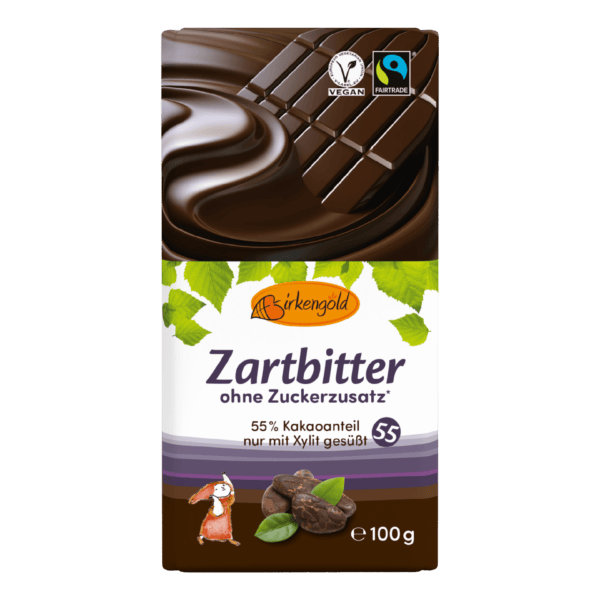 Birkengold Zartbitter Schokolade 100 g Vorderseite