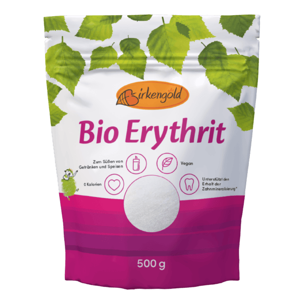 Birkengold Bio Erythrit im 500 g Beutel Vorderansicht