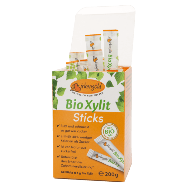 Birkengold Bio Xylit Sticks 50 Stück im Karton