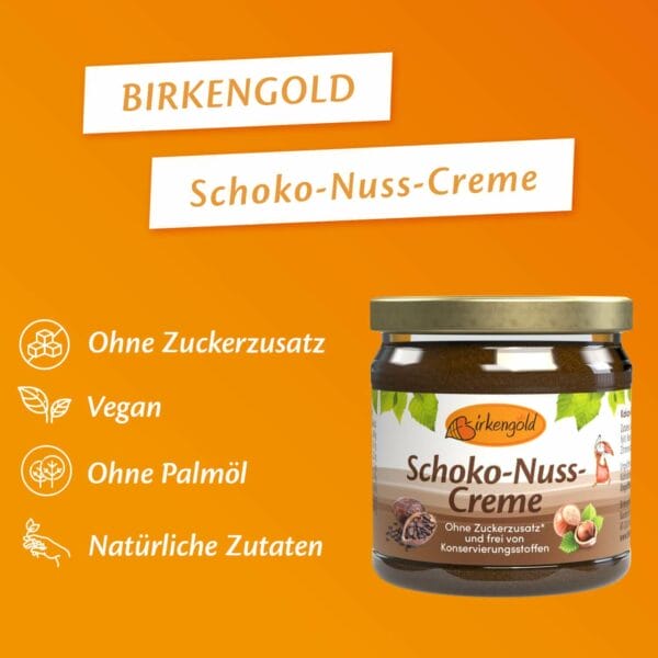 Birkengold Schoko-Nuss-Creme im 170 g Glas Infografik