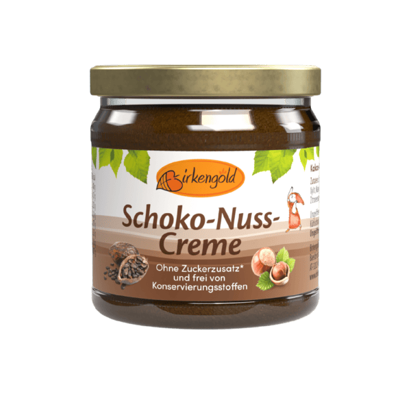 Birkengold Schoko-Nuss-Creme im 170 g Glas Vorderansicht