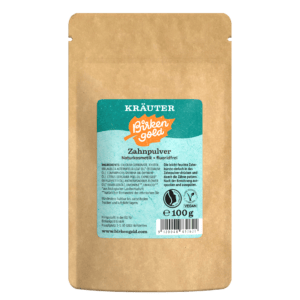 Kräuterzahnpulver Birken Gold: Natürliches fluoridfreies Zahnreinigungspulver, vegan, in einer 100g Packung.