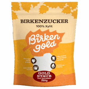 Birkenzucker Goldstaub: 100% Xylit, 350g, weniger Kalorien, zahnfreundlich, zuckerfrei, süß im Geschmack.